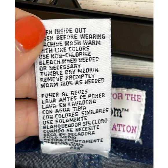 Jr-S.Com Misses 11/12 Vintage Y2K Red Blue Low Rise Straight Leg Zip Jeans - Picture 4 of 6